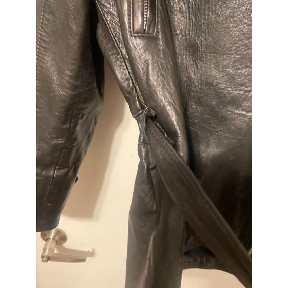 Vintage Rare Henri Bendel New York Black Leather Belted Biker Jacket Size 4 - Picture 3 of 10